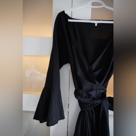 WAYF Black Wrap Dress - Picture 3 of 8